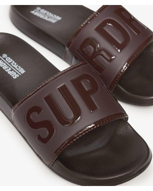 Superdry Brown & Co Embossed Logo Core Pool Sliders for men
