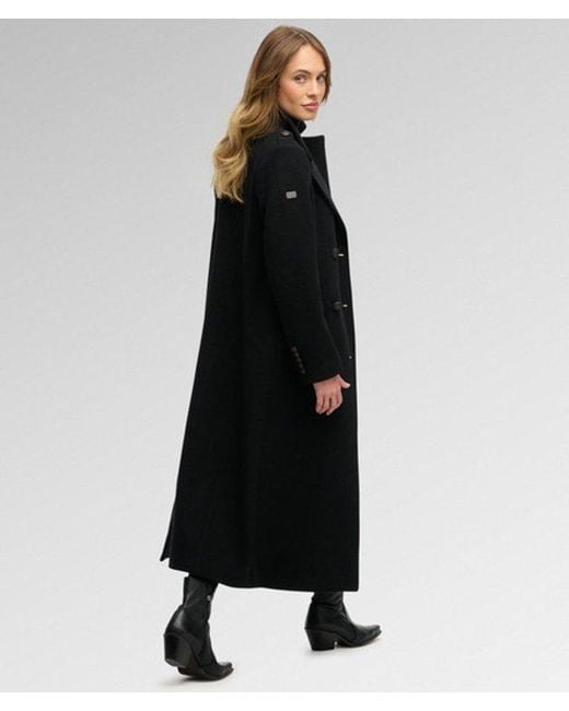 Superdry Black & Co Double Breasted Wool Blend Coat