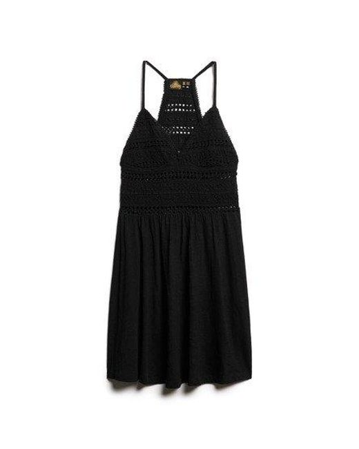 Superdry Jersey Min-jurk Met Kanten Details in het Black