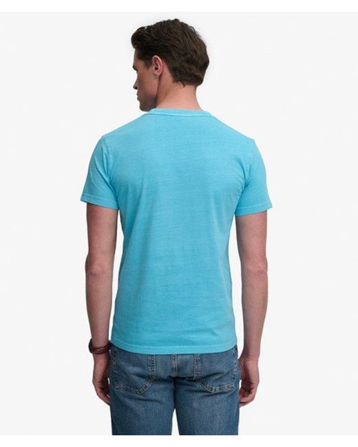 Superdry Blue Essential Logo Embroidered Neon T-Shirt for men