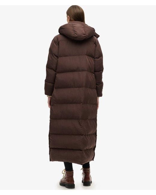 Superdry Brown & Co Classic Maxi Hooded Puffer Coat