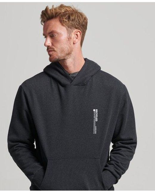 Superdry Black Recycled Micro Side Hoodie Phantom Marl for men