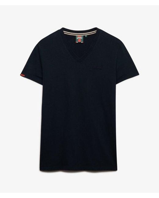 Superdry Black & Co Organic Cotton Embroidered Logo V Neck T-shirt for men