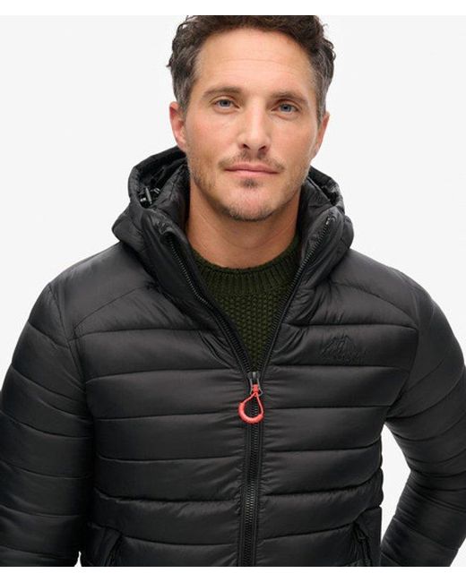 Superdry Black Fully Lined Hooded Fuji Sport Padded Jacket for men
