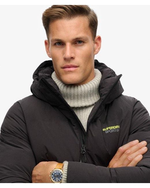 Superdry Wijdvallende Pufferjas Met Capuchon in het Black voor heren