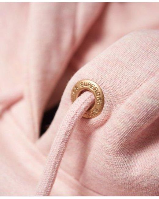 Superdry Pink Vintage Logo Sequin Outline Hoodie Shell Marl
