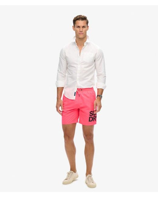 Superdry Gerecyclede Sportswear Zwemshort Met Logo - 43 Cm in het Red voor heren