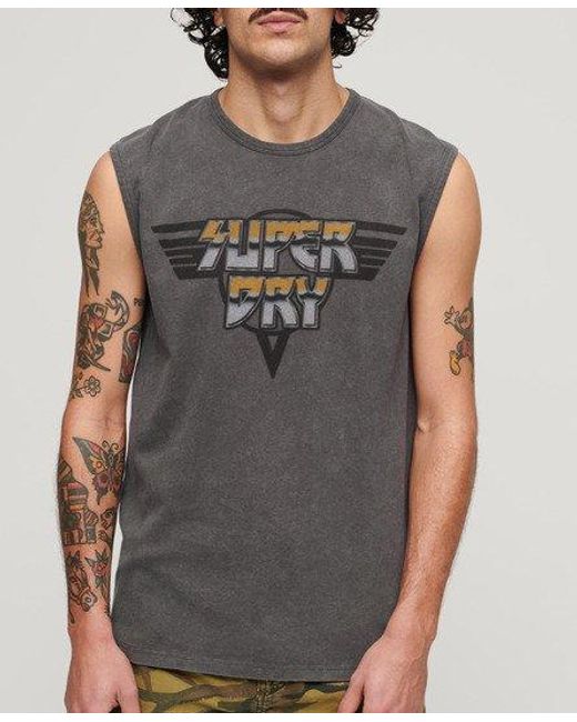 Superdry Gray Rock Graphic Band Tank Top for men