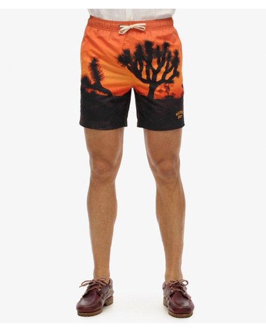 Superdry Red & Co Photographic 17-inch Recycled Swim Shorts for men