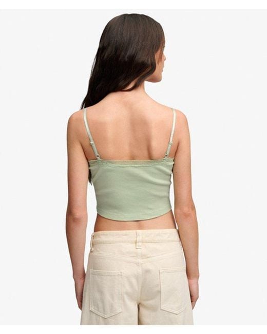 Superdry Green & Co Essential Lace Trim Cropped Cami Top