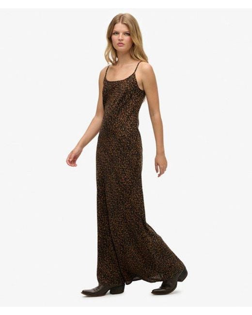 Superdry Brown & Co Bias Cut Maxi Slip Dress