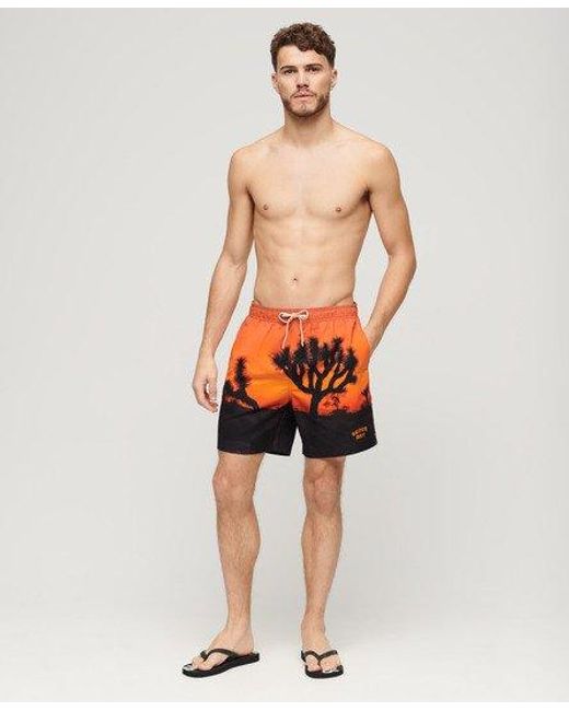 Superdry Orange Photographic 17-inch Recycled Swim Shorts for men