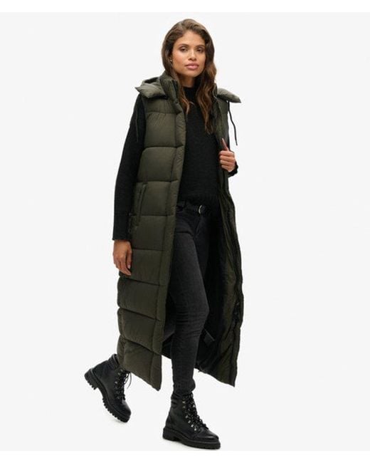 Superdry Black & Co Hooded Ripstop Long Gilet