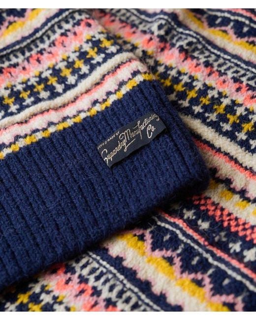 Superdry Blue & Co Classic Stripe Textured Pattern Jumper