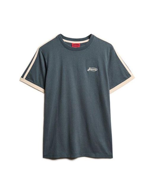 Superdry Blue & Co Essential Logo Retro Striped T-shirt for men