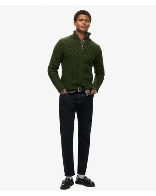 Superdry Green & Co Jacob Cable Knit Half Zip Jumper for men