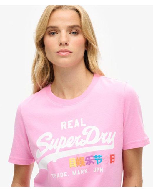 Superdry Pink & Co Vintage Logo Pop Entry T-shirt