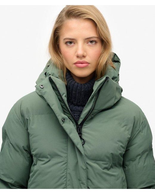 Superdry Green & Co Hooded Long Puffer Jacket