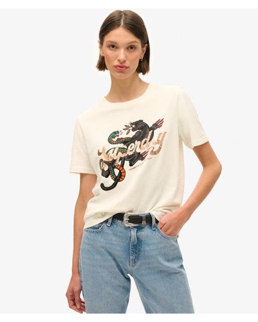 Superdry White & Co Tattoo Script Relaxed T-shirt