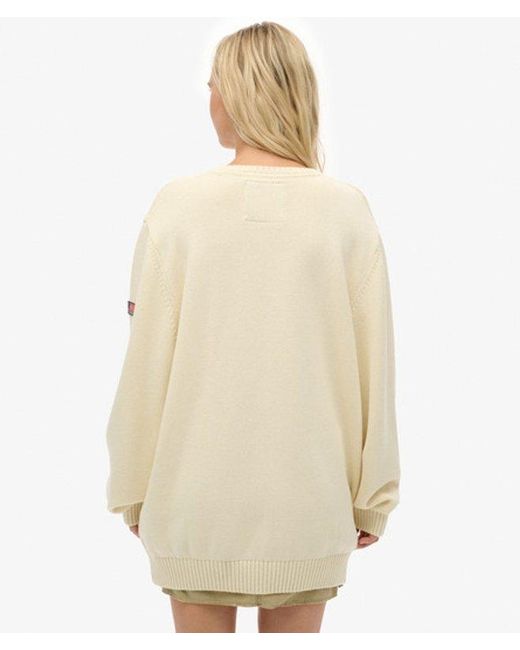 Superdry Oversized Trui Met V-hals in het Natural