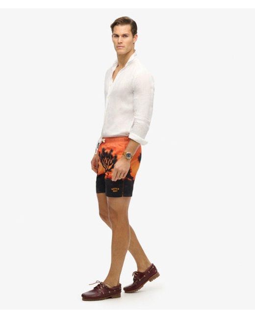 Superdry Red & Co Photographic 17-inch Recycled Swim Shorts for men