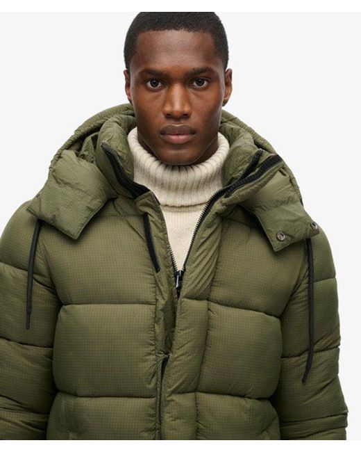 Superdry Green & Co Ripstop Long Puffer Coat for men