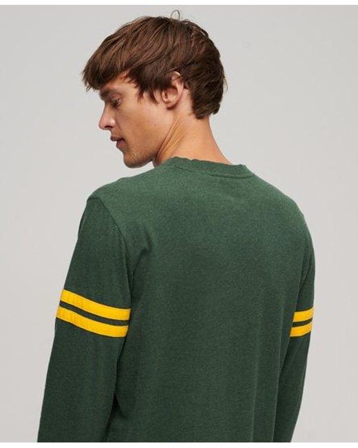 Superdry Green Essential Logo Varsity Long Sleeve Top for men