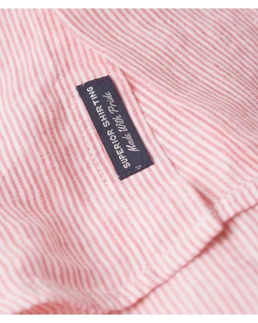 Superdry Pink & Co Casual Linen Long Sleeve Shirt for men