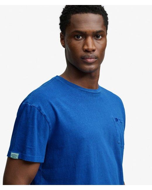Superdry Blue & Co Classic Cotton Linen Pocket T-shirt for men