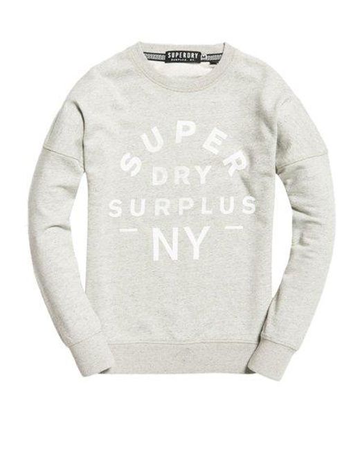Superdry White Surplus Goods Low Rider Crew Jumper Avenue Feeder Stripe for men