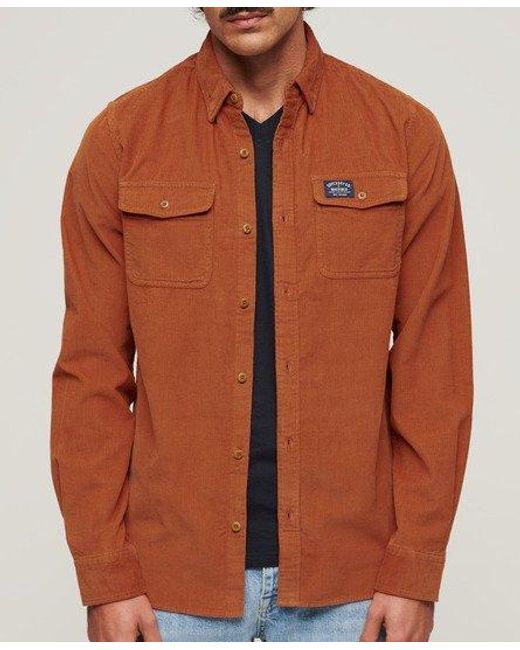 Superdry Brown Classic Trailsman Relaxed Fit Corduroy Shirt for men
