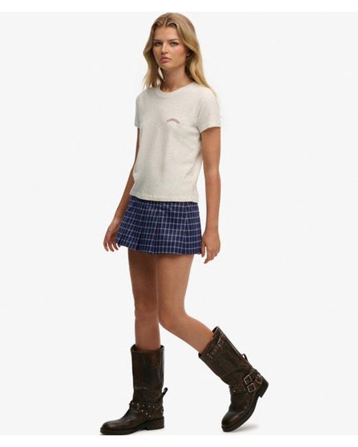 Superdry Blue Mini Pleated Skort