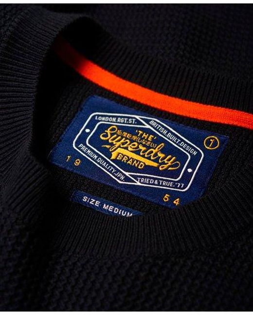 Superdry Black Academy Textured Crew Neck Jumper Deep for men