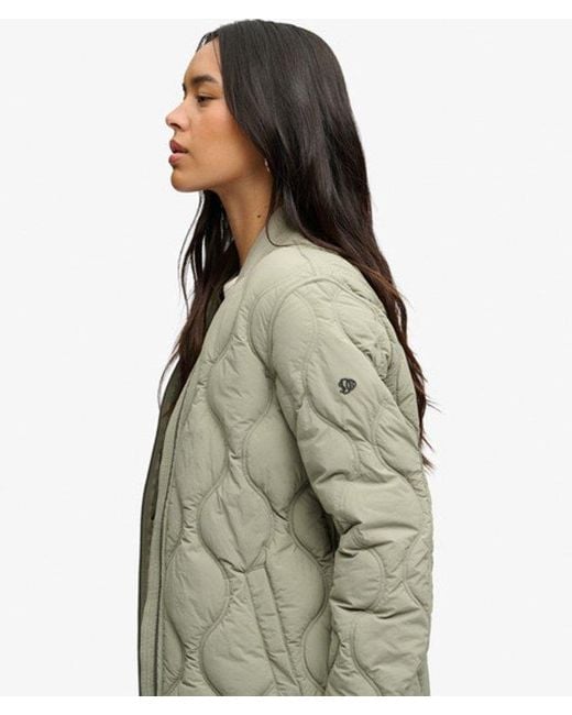 Superdry Green Longline Onion Quilt Liner Jacket