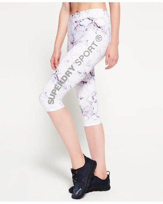 Superdry White Core Gym Capri Leggings Python