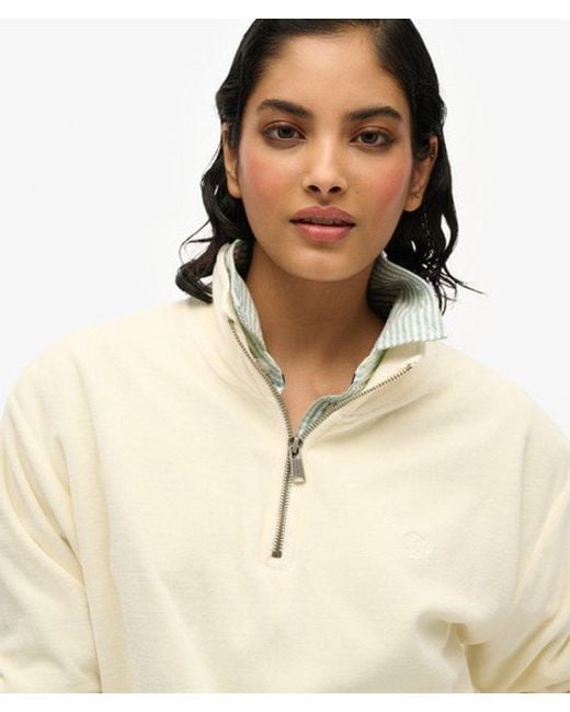 Superdry Natural Velour Half Zip Sweatshirt