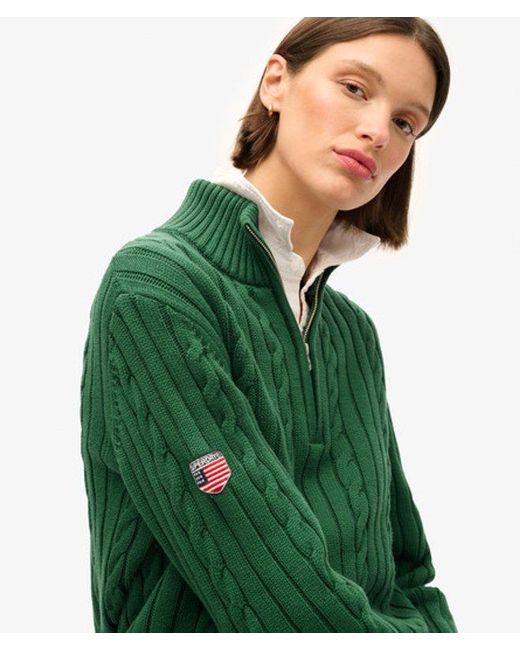 Superdry Green & Co Knitted Rugby Henley Jumper