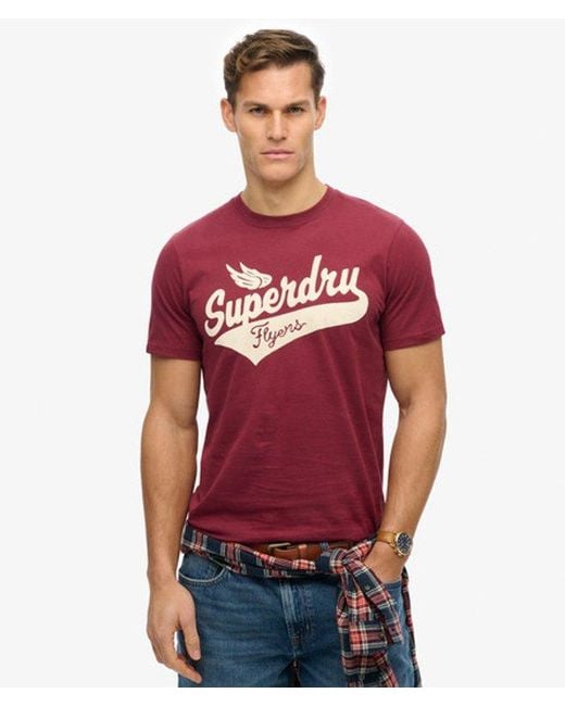 Superdry Flyers Script T-shirt in het Red voor heren