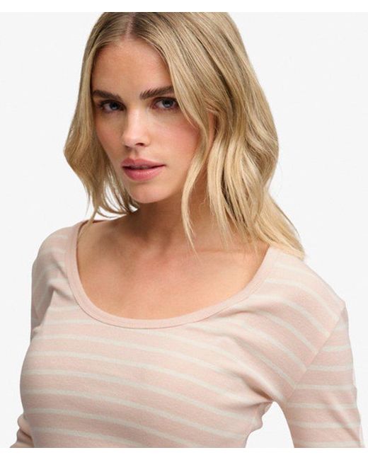 Superdry Blue & Co Athletic Essentials Striped Long Sleeve Top