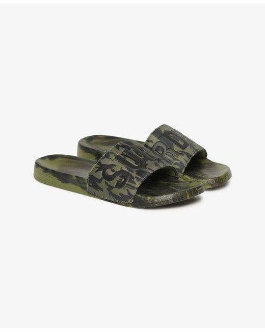 Superdry Green Vegan Camo Pool Sliders for men
