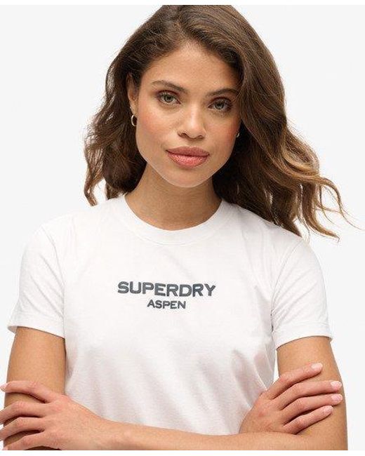 Superdry White Sport Luxe Graphic Fitted T-shirt