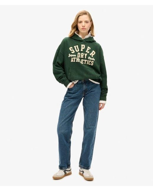 Superdry Green & Co Athletic Essentials Applique Oversized Hoodie