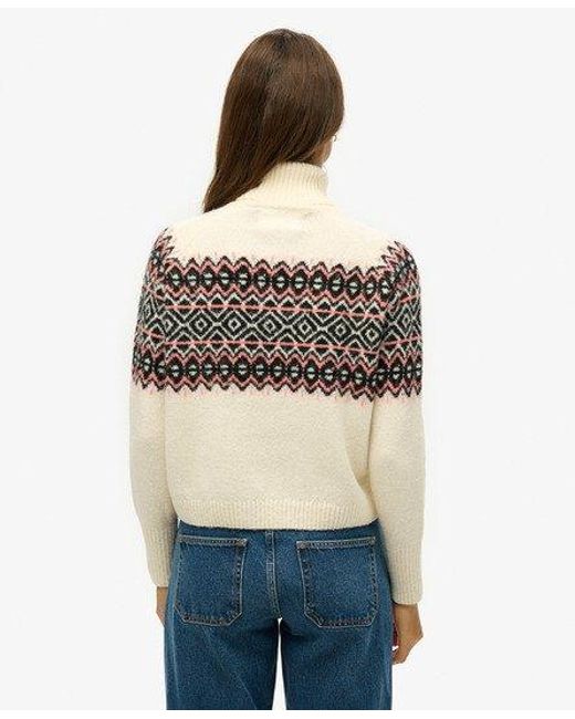 Superdry Natural Fairisle Pattern Roll Neck Jumper