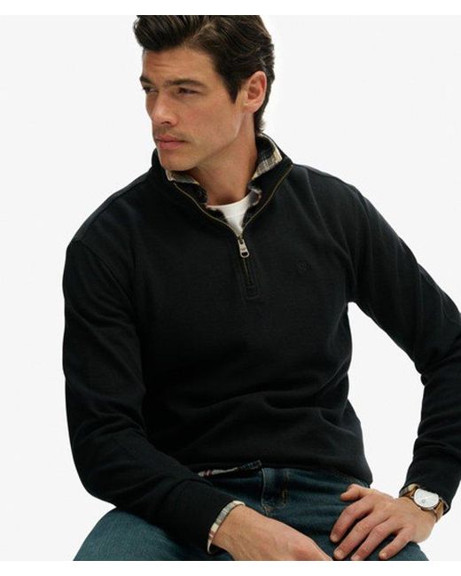 Superdry Black & Co Ribbed Half Zip Jumper for men