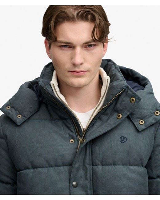 Superdry Black & Co Premium Hooded Check Puffer Jacket for men