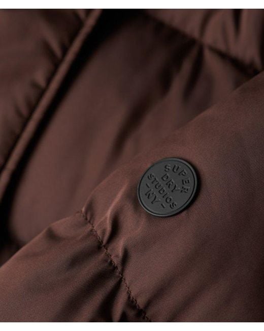 Superdry Brown & Co Classic Maxi Hooded Puffer Coat
