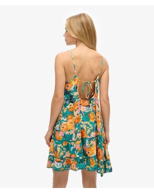 Superdry Blue Classic Viscose Cami Beach Dress