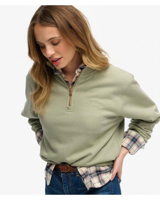 Superdry Green & Co Essential Logo Embroidered Half Zip Jumper