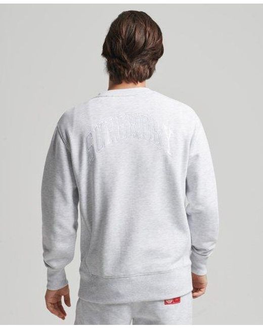 Superdry Gray Varsity Arch Crew Sweatshirt Ice Marl for men