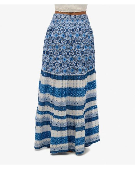Superdry Blue Printed Maxi Skirt